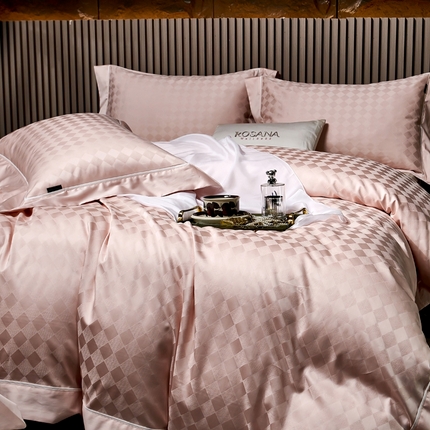 91家纺网 家纺一手货源 找家纺 U品汇 2024新款100支长绒棉提花四件套 斐乐-美人玉