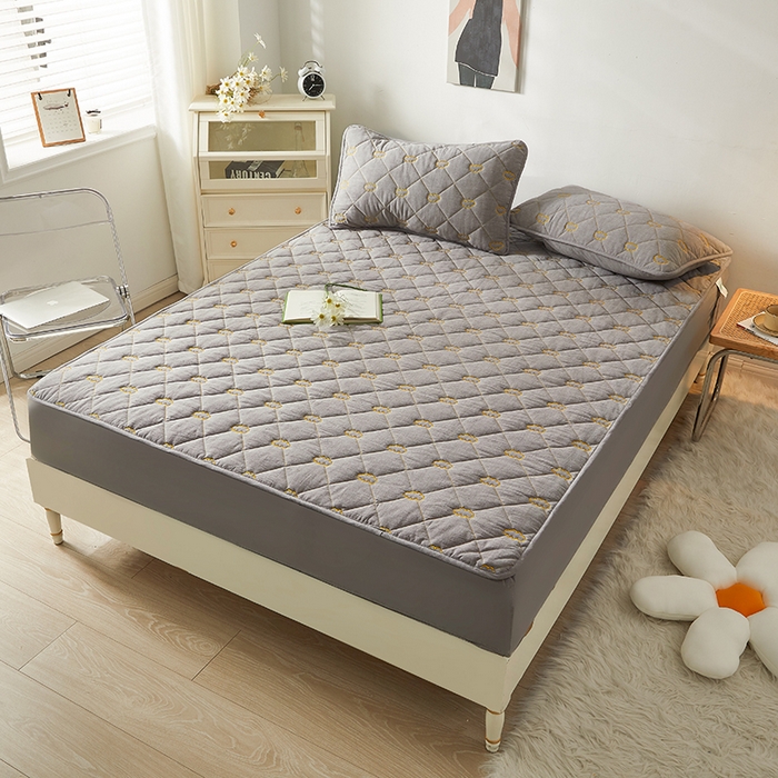 91家纺网 家纺一手货源 找家纺 （总）3C 2024新款全棉抗菌抑菌云朵刺绣床笠