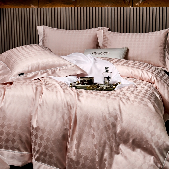 91家纺网 家纺一手货源 找家纺 U品汇 2024新款100支长绒棉提花四件套 斐乐-美人玉