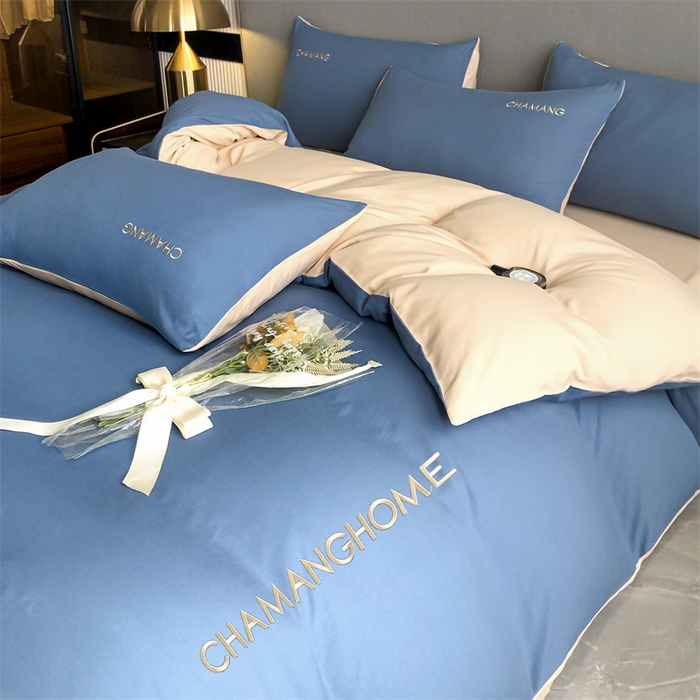 91家纺网 家纺一手货源 找家纺 （总）小久久（小九九） 2024新款时尚简约刺绣磨毛四件套-凯莉丝系列