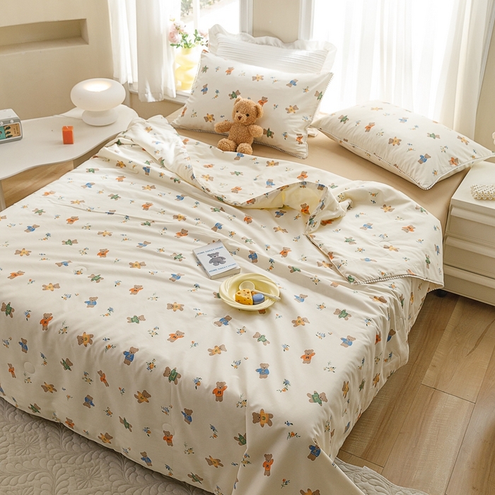 91家纺网 家纺一手货源 找家纺 优被业 2025新款全棉13372大豆夏被四件套小碎花系列 奇迹世界