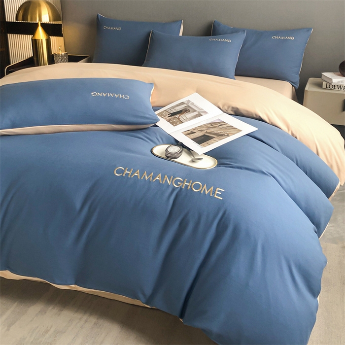 91家纺网 家纺一手货源 找家纺 （总）小久久（小九九） 2024新款时尚简约刺绣磨毛四件套-凯莉丝系列