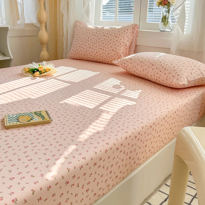 91家纺网 家纺一手货源 找家纺 简宜家居（朝初家纺） 2025新款全棉老粗布A版单床笠 玫瑰花园