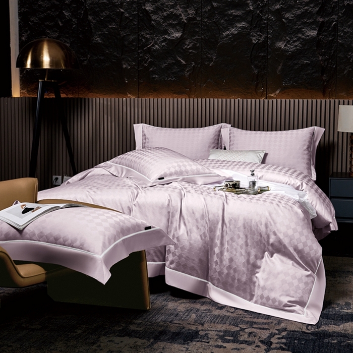 91家纺网 家纺一手货源 找家纺 U品汇 2024新款100支长绒棉提花四件套 斐乐-香叶紫