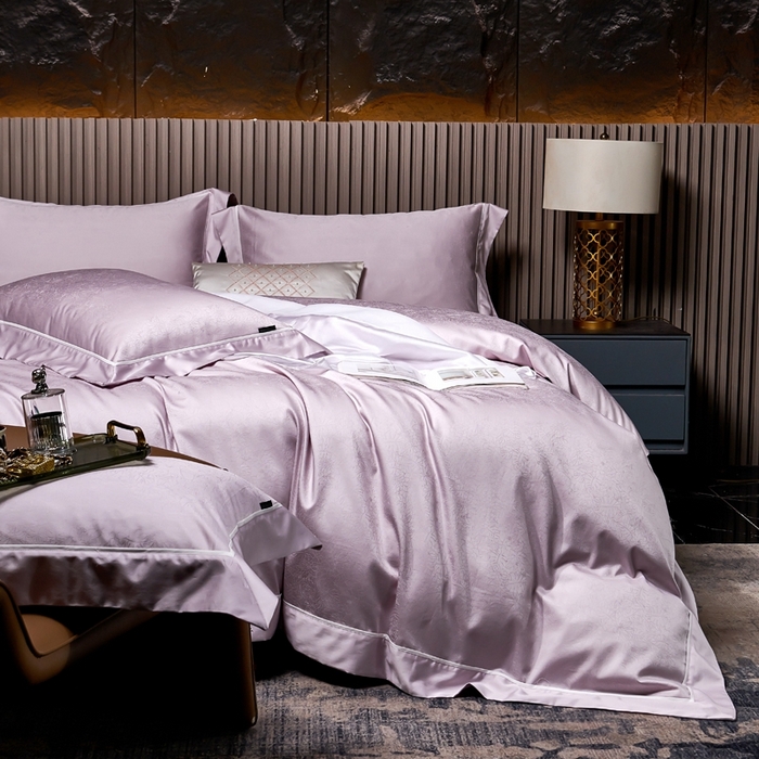 91家纺网 家纺一手货源 找家纺 U品汇 2024新款100支长绒棉提花四件套 莱雅-香叶紫