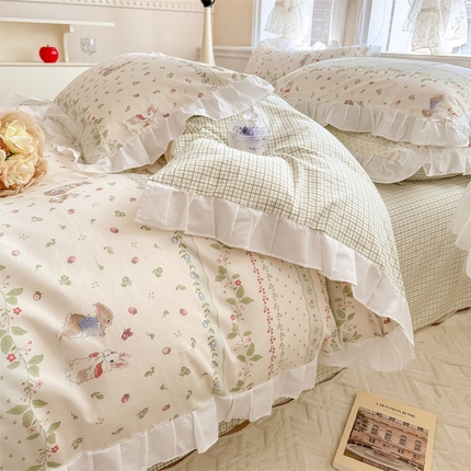 91家纺网 家纺一手货源 找家纺 （总）简宜家居（朝初家纺） 2025新款40支斜纹全棉花边款四件套