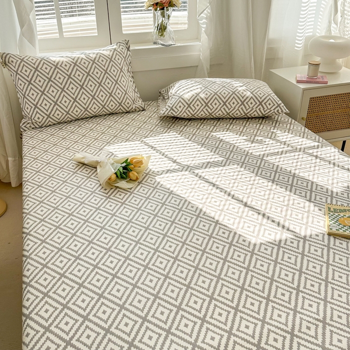 91家纺网 家纺一手货源 找家纺 简宜家居（朝初家纺） 2025新款全棉老粗布A版单床笠 印格