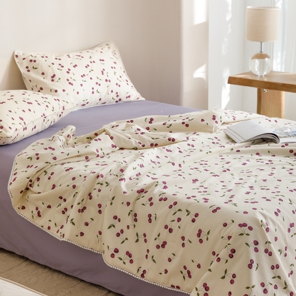 优被业 2025新款全棉13372大豆夏被四件套小碎花系列 樱桃季