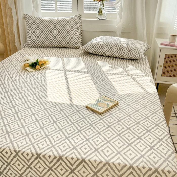 91家纺网 家纺一手货源 找家纺 简宜家居（朝初家纺） 2025新款全棉老粗布A版单床笠 印格