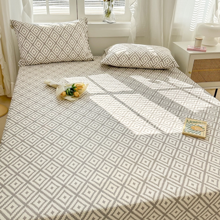 91家纺网 家纺一手货源 找家纺 简宜家居（朝初家纺） 2025新款全棉老粗布A版单床笠 印格