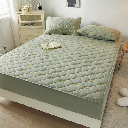 91家纺网 家纺一手货源 找家纺 （总）3C 2024新款全棉抗菌抑菌云朵刺绣床笠