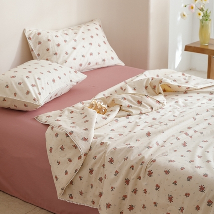 优被业 2025新款全棉13372大豆夏被四件套小碎花系列 如愿
