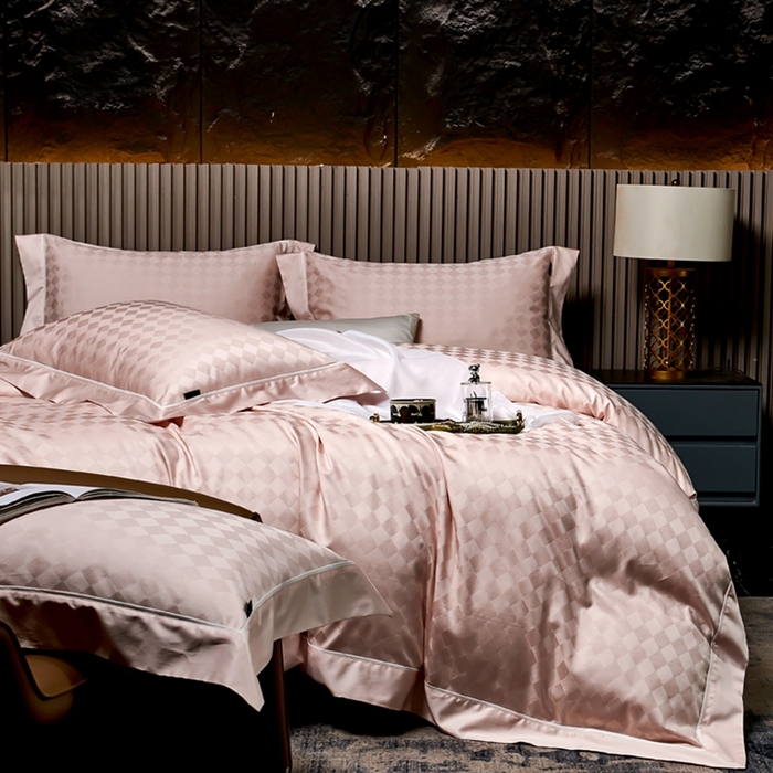 91家纺网 家纺一手货源 找家纺 U品汇 2024新款100支长绒棉提花四件套 斐乐-美人玉