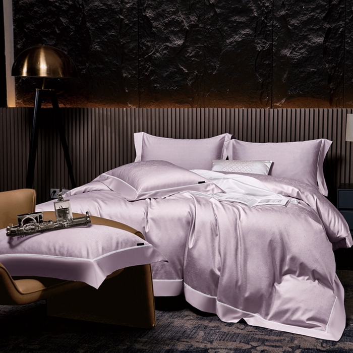 91家纺网 家纺一手货源 找家纺 U品汇 2024新款100支长绒棉提花四件套 莱雅-香叶紫