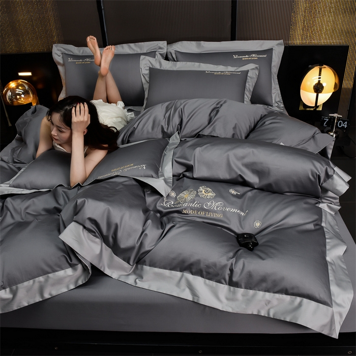 91家纺网 家纺一手货源 找家纺 瑞驰家纺2024新款长绒棉绣花四件套伊莎贝尔系列 伊莎贝尔-帝都灰