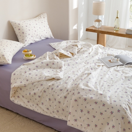 91家纺网 家纺一手货源 找家纺 （总）优被业 2025新款全棉13372大豆夏被四件套小碎花系列