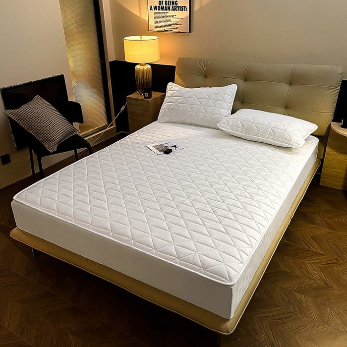 91家纺网 家纺一手货源 找家纺 3C 2024新款夹棉60提花床笠 雅白