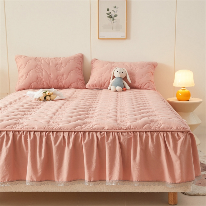 91家纺网 家纺一手货源 找家纺 （总）3C 2024新款玫瑰水洗棉床裙式床笠