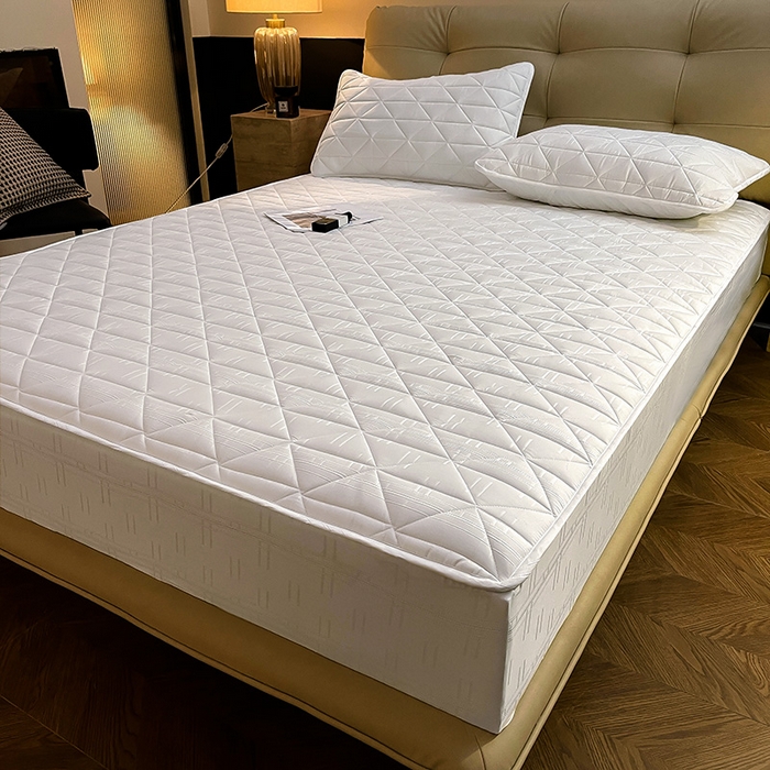 91家纺网 家纺一手货源 找家纺 3C 2024新款夹棉60提花床笠 雅白