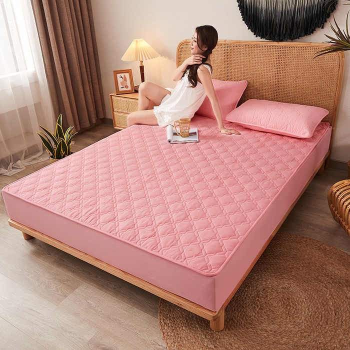 91家纺网 家纺一手货源 找家纺 3C 2024新款抗菌防螨透气防水夹棉床笠 灵玉色