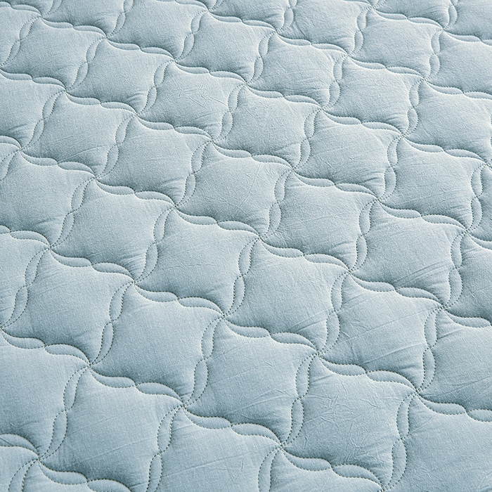 91家纺网 家纺一手货源 找家纺 3C 2024新款全棉色织水洗绵抗菌床笠 浅蓝色