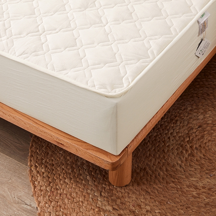 91家纺网 家纺一手货源 找家纺 3C 2024新款抗菌防螨透气防水夹棉床笠 珍珠白