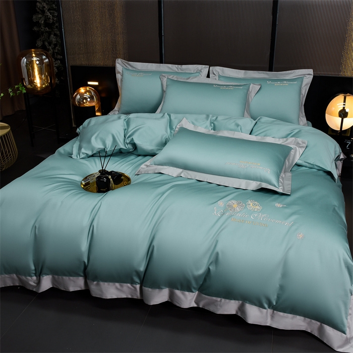 91家纺网 家纺一手货源 找家纺 瑞驰家纺2024新款长绒棉绣花四件套伊莎贝尔系列 伊莎贝尔-嫩绿