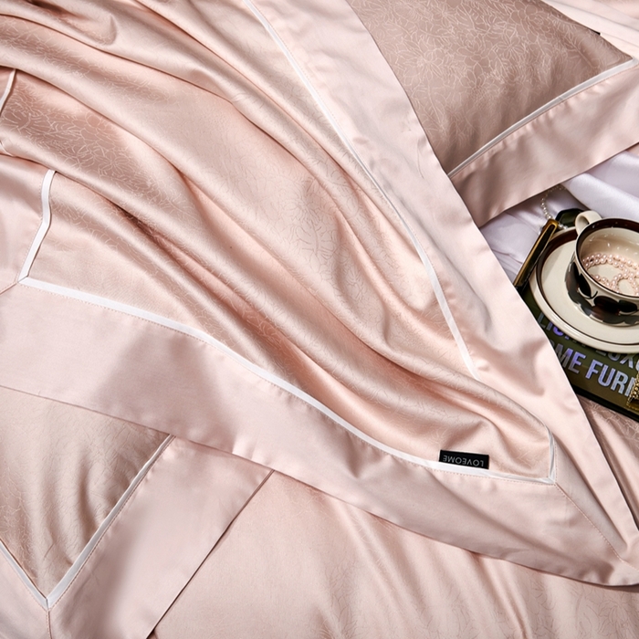 91家纺网 家纺一手货源 找家纺 U品汇 2024新款100支长绒棉提花四件套 莱雅-豆沙