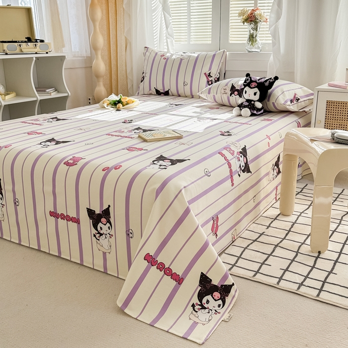 91家纺网 家纺一手货源 找家纺 简宜家居（朝初家纺） 2025新款全棉老粗布A版单床单 库洛米紫