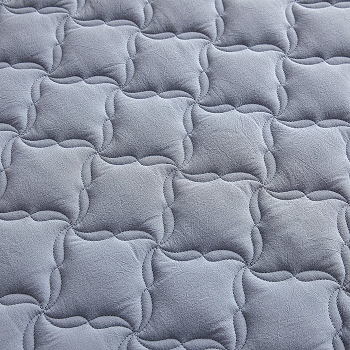 91家纺网 家纺一手货源 找家纺 3C 2024新款全棉色织水洗绵抗菌床笠 蓝灰色