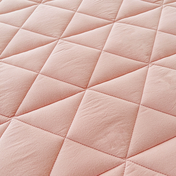 91家纺网 家纺一手货源 找家纺 3C 2024新款全棉夹棉大豆床护垫 柔粉