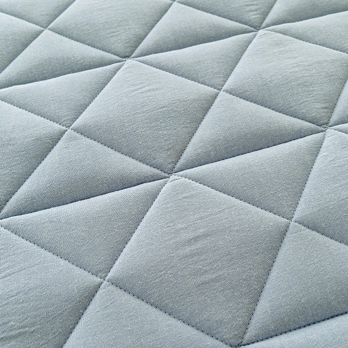 91家纺网 家纺一手货源 找家纺 3C 2024新款全棉夹棉大豆床护垫 洁净蓝