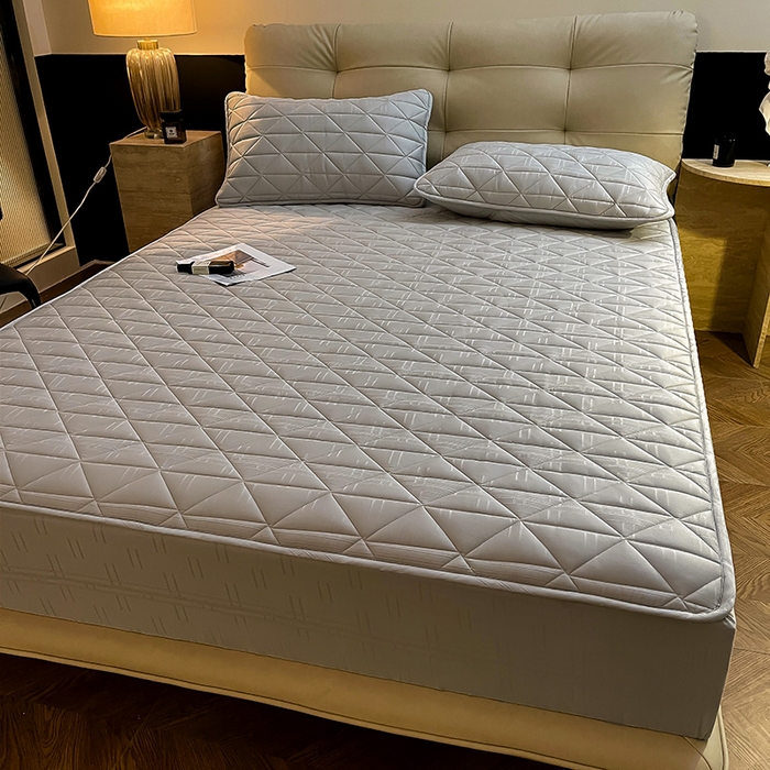 91家纺网 家纺一手货源 找家纺 3C 2024新款夹棉60提花床笠 星灰