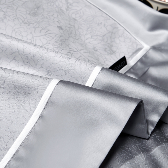 91家纺网 家纺一手货源 找家纺 U品汇 2024新款100支长绒棉提花四件套 莱雅-冰川银