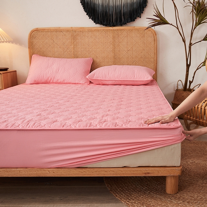 91家纺网 家纺一手货源 找家纺 3C 2024新款抗菌防螨透气防水夹棉床笠 灵玉色