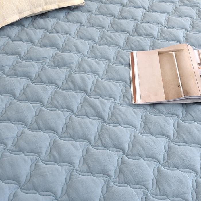 91家纺网 家纺一手货源 找家纺 3C 2024新款风车抗菌水洗棉床裙  烟灰色