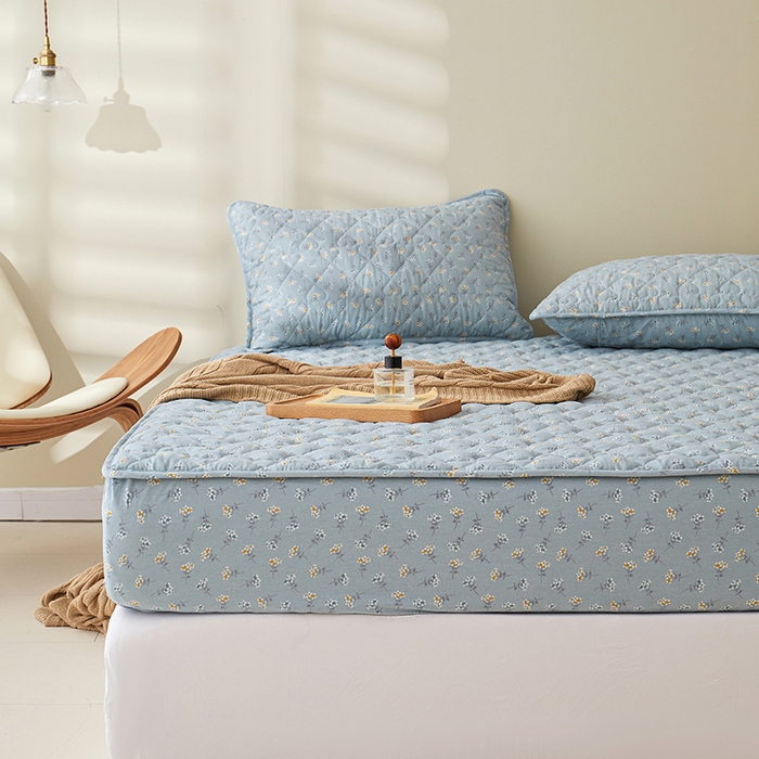 91家纺网 家纺一手货源 找家纺 3C 2024新款全棉水洗棉印花大豆床笠 絮语