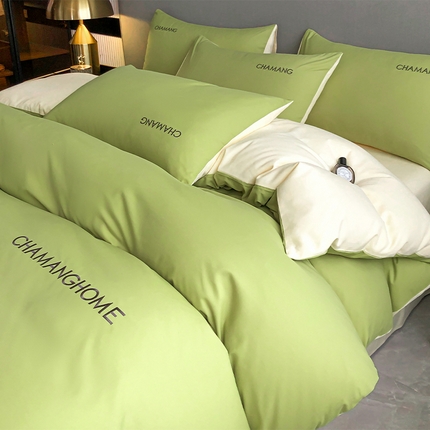 91家纺网 家纺一手货源 找家纺 （总）小久久（小九九） 2024新款时尚简约刺绣磨毛四件套-凯莉丝系列