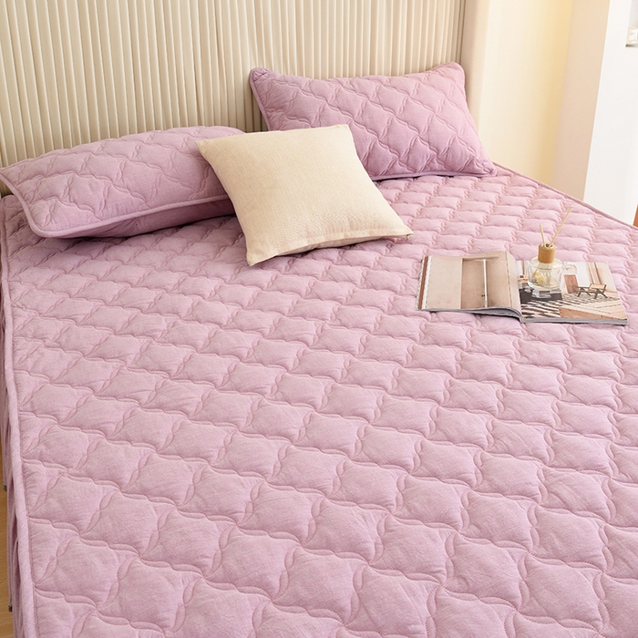 91家纺网 家纺一手货源 找家纺 3C 2024新款风车抗菌水洗棉床裙  紫色