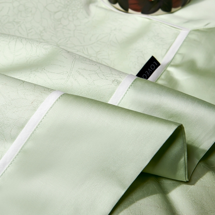 91家纺网 家纺一手货源 找家纺 U品汇 2024新款100支长绒棉提花四件套 莱雅-青翠绿