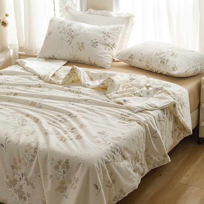 91家纺网 家纺一手货源 找家纺 优被业 2025新款全棉13372大豆夏被四件套小碎花系列 风姿