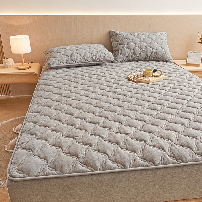 91家纺网 家纺一手货源 找家纺 （总）3C 2024新款全棉色织水洗绵抗菌床笠