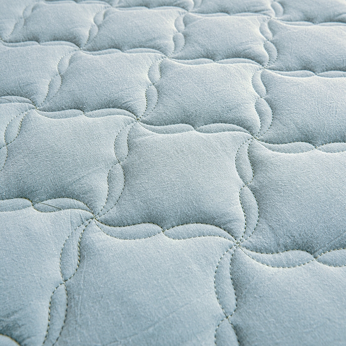 91家纺网 家纺一手货源 找家纺 3C 2024新款全棉色织水洗绵抗菌床笠 浅蓝色