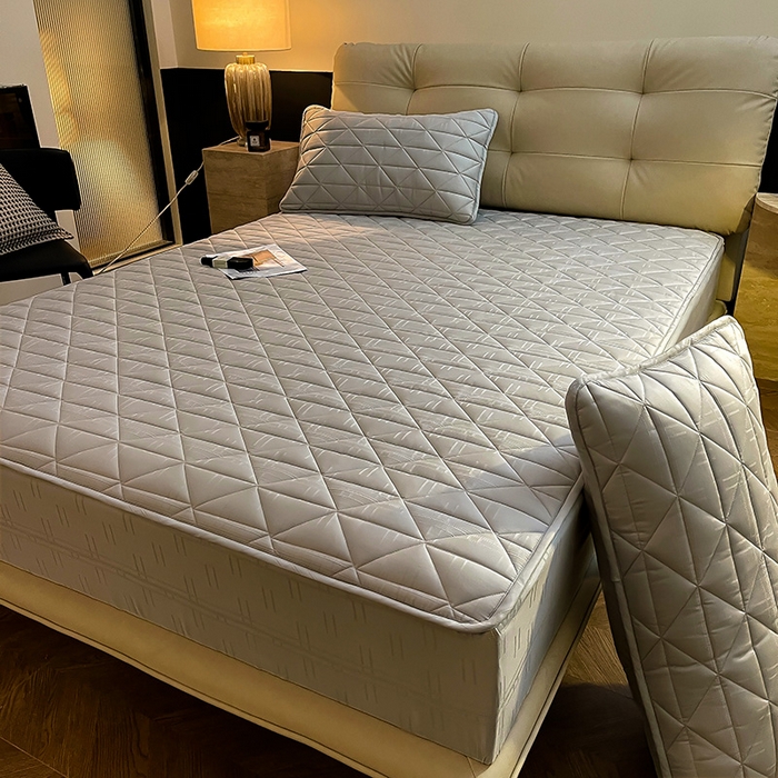 91家纺网 家纺一手货源 找家纺 3C 2024新款夹棉60提花床笠 星灰