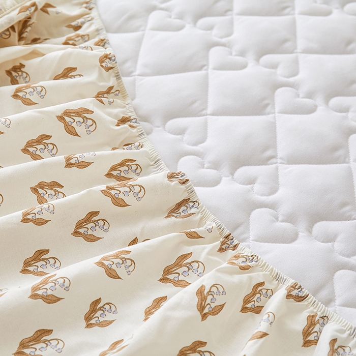 91家纺网 家纺一手货源 找家纺 3C 2024新款全棉水洗棉印花大豆床笠 铃兰花开