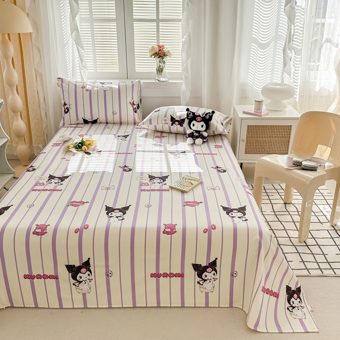 91家纺网 家纺一手货源 找家纺 简宜家居（朝初家纺） 2025新款全棉老粗布A版单床单 库洛米紫