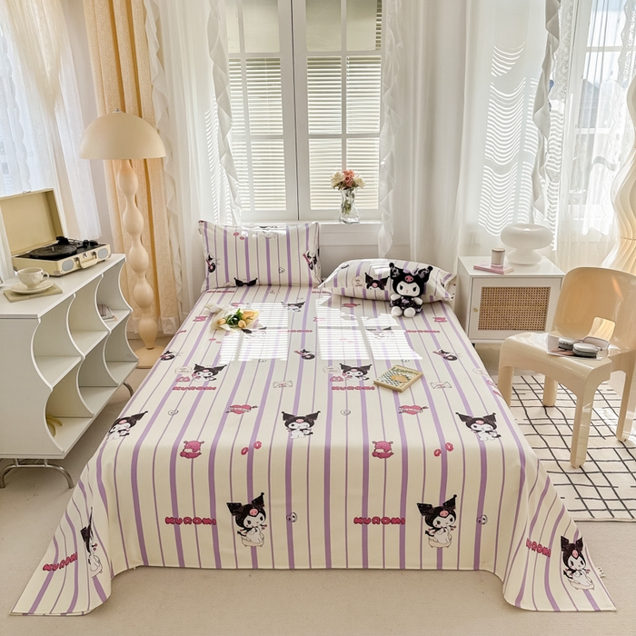 91家纺网 家纺一手货源 找家纺 简宜家居（朝初家纺） 2025新款全棉老粗布A版单床单 库洛米紫