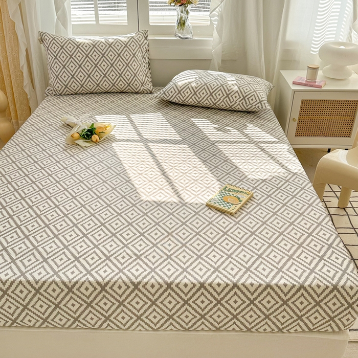 91家纺网 家纺一手货源 找家纺 简宜家居（朝初家纺） 2025新款全棉老粗布A版单床笠 印格