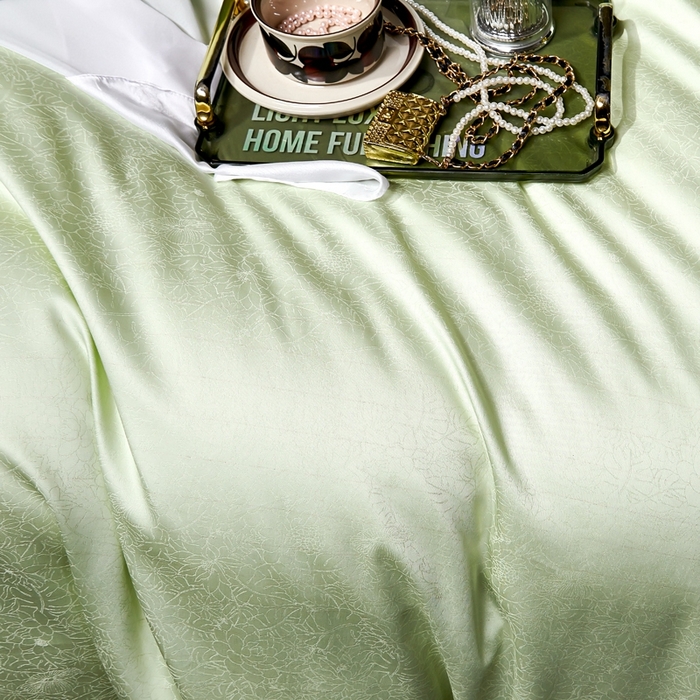 91家纺网 家纺一手货源 找家纺 U品汇 2024新款100支长绒棉提花四件套 莱雅-青翠绿