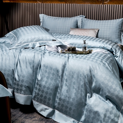 91家纺网 家纺一手货源 找家纺 （总）U品汇 2024款100支贡缎60s双股长绒棉提花纯棉全棉四件套轻奢